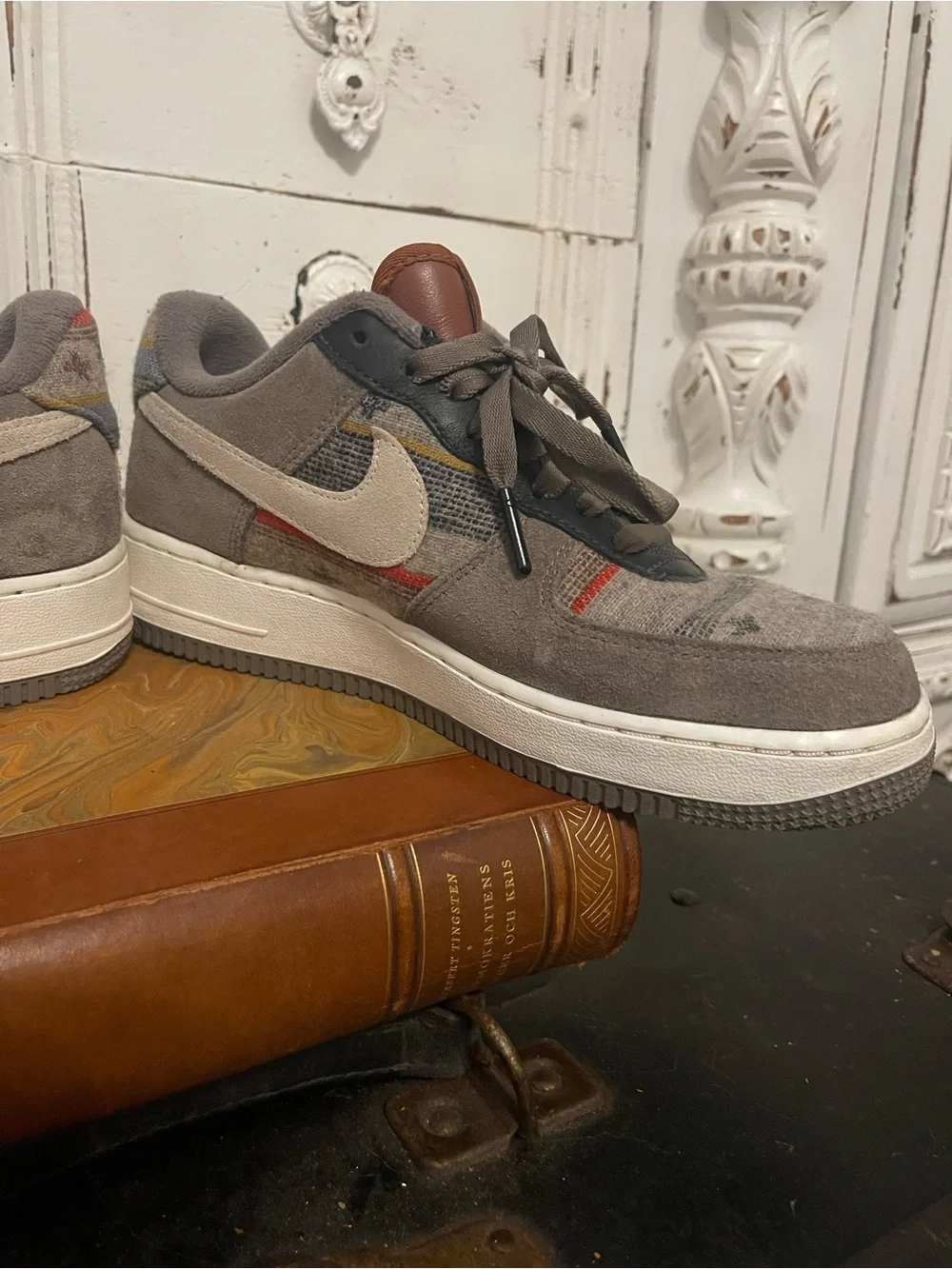 Nike Pendleton Custom Grey Suede Swoosh Low-Top Sneakers